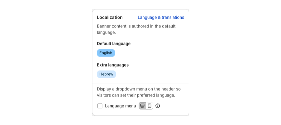 Localization settings and the banner language menu checkbox