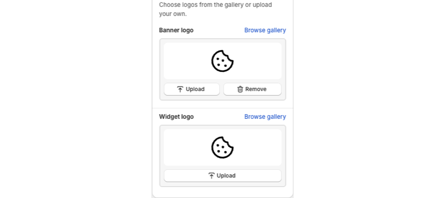 Banner and widget logo upload controls on the Style tab