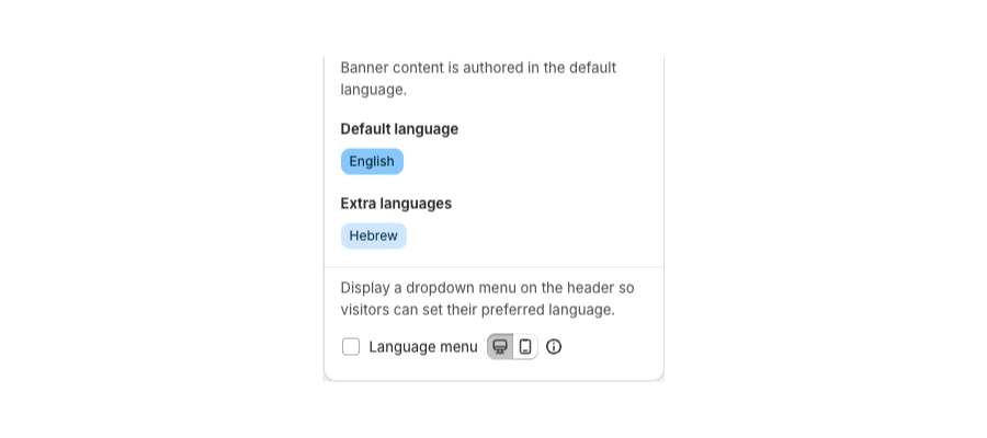 Content tab localization and language menu settings