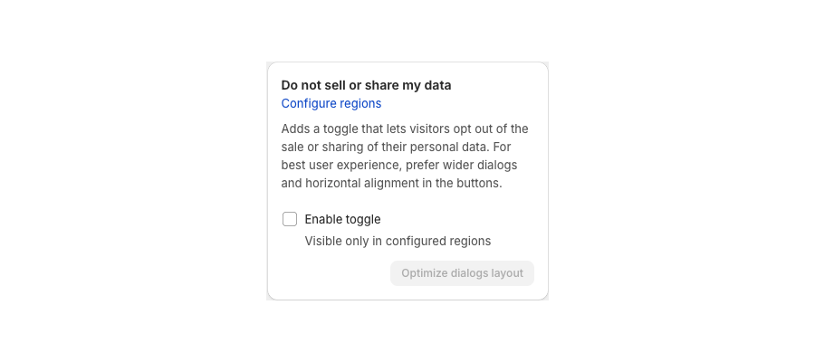 Do not sell or share my data toggle on the Layout tab